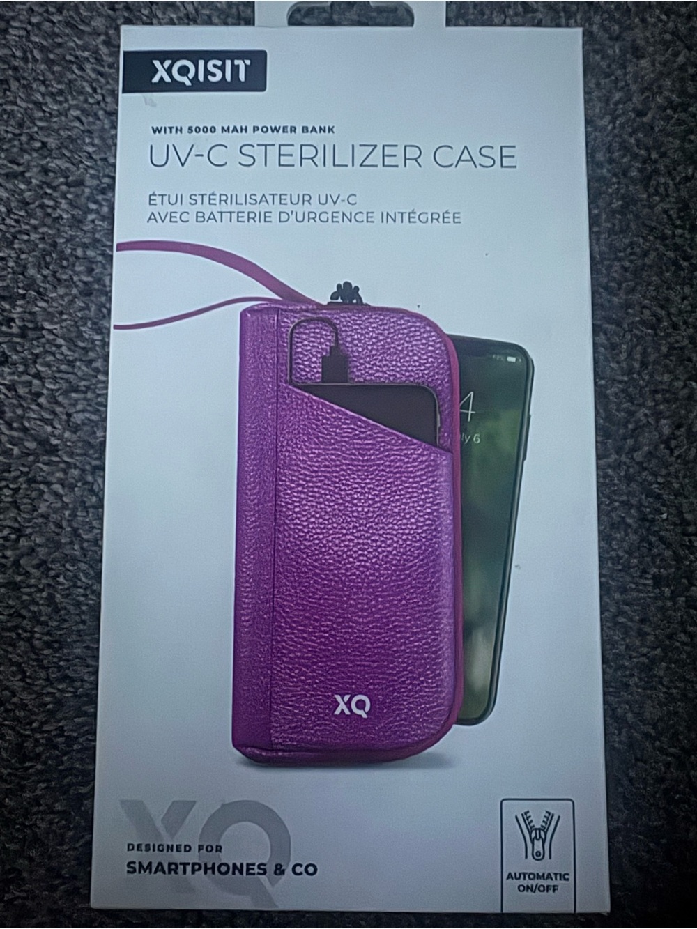 Purple UV-C Sterilizer Case with 5000mAh Power Bank